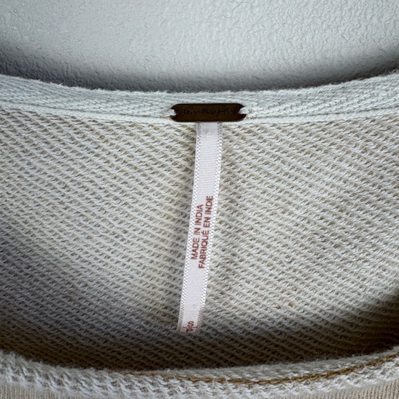 Free People Montauk Pieced Sweatshirt in Khaki Combo - Size Small - Picture 4 of 7